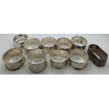 Ten silver napkin rings, various dates and makers. 205gms total weight.Condition ReportAll good