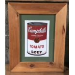Andy Warhol pine frame Campbell's Tomato Soup print acquired from a New York museum. Print size 30.5