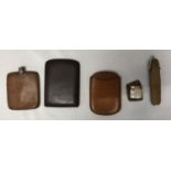 A Gentleman's collection to include 3 x leather cigar cases; one single with metal clasp, one dark