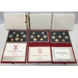 Royal Mint UK proof coin collection in red cases, 1986-1987-1988.Condition ReportMint with casing.