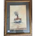 A signed limited edition print, 8/200 by D.C. Bell of a Humber Ferry. 26 x 7.5cms.