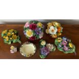 Seven various ceramic posies to include Crown Staffordshire, Coalport, Adderley, Denton china etc.