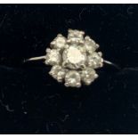 An 18ct white gold diamond cluster ring, size J. 2.7gms total weight.Condition ReportGood