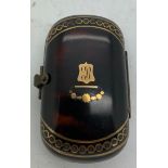 A 19th C Tortoiseshell pique ladies purse 6.6 x 4cms.Condition ReportGood condition