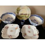 Ceramics to include 2 Coalport plates, Wedgewood vase, 2 Cauldron ware bowls, Royal Worcester "