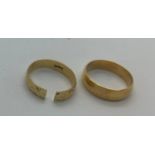 Two 18ct gold wedding bands. 7.3gms total. Size M/N.Condition ReportOne band a/f.