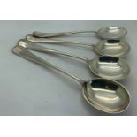 Four silver rat tail spoons, Sheffield 1928, Frank Cobb & Co Ltd. 356gms total weight.Condition