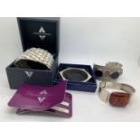 Four vintage bangles to include 925 silver, Stephen Webster cuff with certificate of authentication,