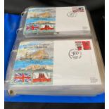 Two albums holding a selection of 100 Royal Navy covers of which 40 are signed, many multi signed