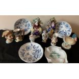 Continental ceramics to include Dux duck, Meissen plates, figurines etc.Condition ReportHairline