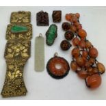 Early 20thC Chinese jewellery to include jade, glass etc.