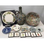 A selection of pottery to include Royal Worcester Vine Harvest cake plate 28.5cms with cake knife,