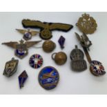 Military badges, buttons etc to include German, F.A.F., L. hallmarked silver A.R.P., Resurgam