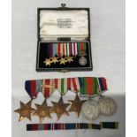 A group of WWII medals comprising Campaign, Defence, 39-45 Star, Africa Star with 8th Army bar,