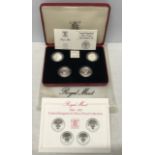 Royal Mint 1984-1987 UK £1 silver proof coin collection in red case.Condition ReportMint, cased.