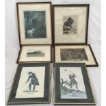 Selection of framed prints and engravings, inside the Banqueting Room Venice 17 h x 23cms w.