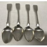 Four silver teaspoons to include a set of three RH London 1830 and one CL London 1843. Total