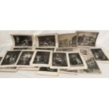 A collection of Victorian engraving prints of various scenes including market street Manchester