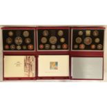Three boxed Royal Mint Deluxe Proof Coin Collection sets to include 1997 Deluxe Proof set, 1998