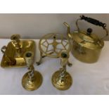 Brassware to include trivet, candlestick etc.Condition ReportGood condition.