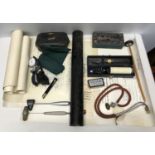 Collection of medical equipment, blood pressure gauge, reflex hammers, stethoscope, Ingrams Perfex