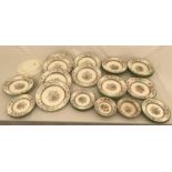 Copeland Spode 'Chinese Rose' patterned dinnerware, 47 pieces comprising 8 dinner plates 27cms d,