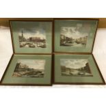 A set of four framed coloured engraving prints of Venetian canal scenes to include View of the