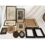 A selection of small framed prints, one watercolour and gilt and ebonised frames. to include