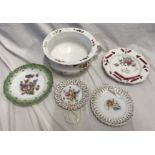 A collection of four ribbon plates to include a present from Warblethorpe 22.5cm w,