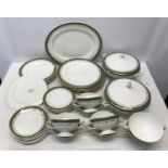 Green and gilt patterned dinner ware by Simpsons (Potters) Ltd comprising: 8 dinner plates 27cms
