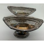Two silver baskets, Thomas Bradbury London 1897. 16 x 10cms. Total weight 295gms.Condition
