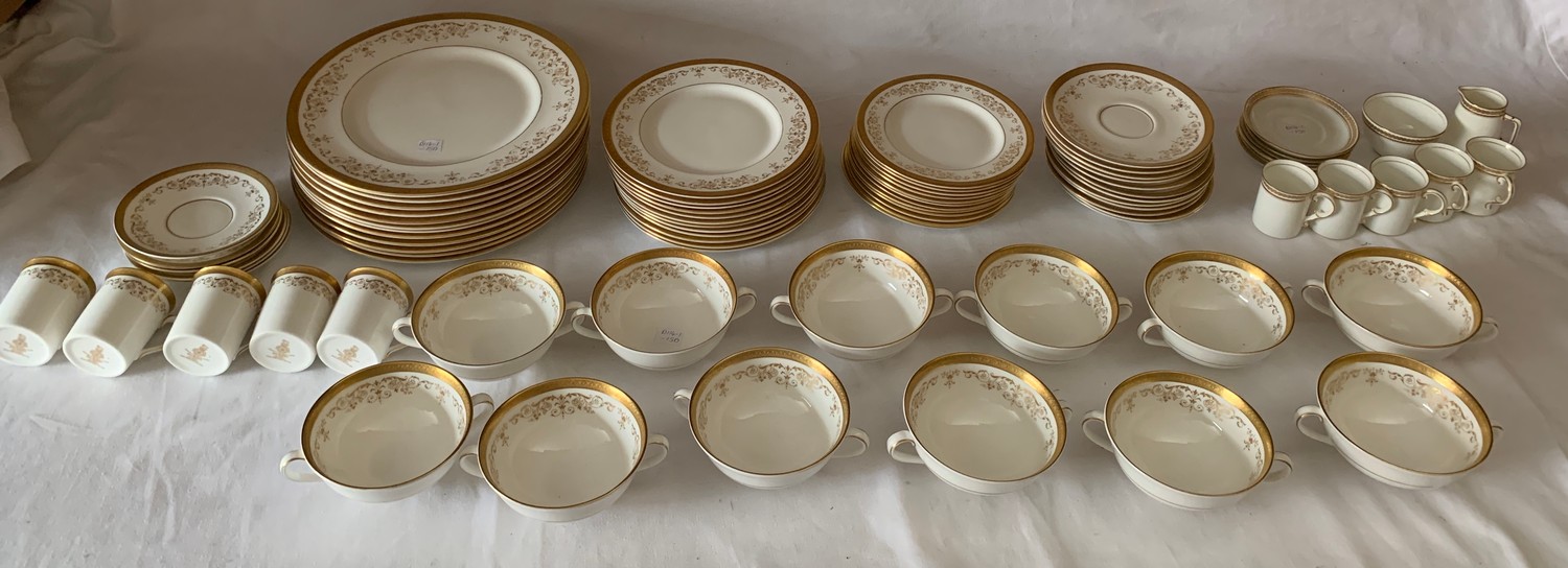 A large quantity of Royal Doulton Belmont pattern dinner service with a part Crescent coffee service