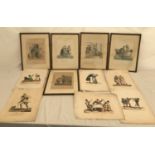 A collection of French coloured prints of Parisian scenes. Five framed print size 20 x 27.5cms and