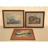 A collection of 3 lifeboat prints to include "The Padstow Life Boat" 268/750 signed Christopher
