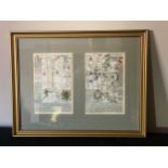 Two strip maps of Beverley and Hull mounted in a frame. Each 12.5 x 8cms.Condition ReportGood