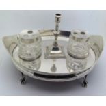 A Georgian circa 1890 silver inkstand raised on ball and claw feet, marker Robert Hennell, marked RH