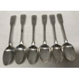 A set of six Georgian silver teaspoons with engraved initials S.A. Weight approx. 119gms.Condition