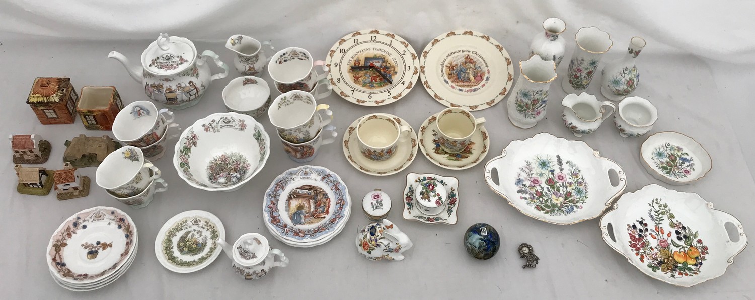 A large collection of pottery to include Royal Doulton "Bramley Hedge": one teapot, milk jug,