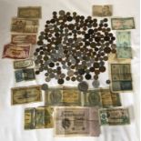 A collection of British and World 19thC and 20thC coinage and some banknotes, including Japanese and