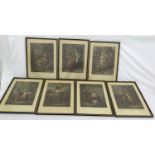A set of 9 Cries of London framed coloured prints after paintings by F. Wheatley, frame size 42 h