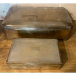Two cigar/cigarette boxes 1 fine quality B'ham 1925 1942.2gm total weight and engine turned top with