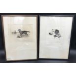 Pair of framed etchings, signed to the border David Gee, Labrador retriever and Dalmatian, picture