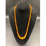 Butterscotch round amber beads, 64cms l, 27.4gms.Condition ReportGood condition.