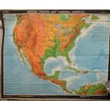 A large Haack Gotha wall hanging map of the United States and Central America 166 h x 211cms w.