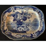 A 19thC blue and white transfer painted meat plate. 28 x 38cms.Condition ReportScratches to glaze,