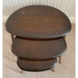 A nest of 3 Ercol tables. Largest 65cms x 44cms x 39.5cms h.Condition ReportLargest table with signs