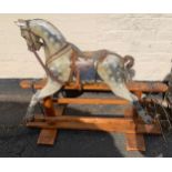 Edwardian wooden rocking horse, BCL Rambler Liverpool label to base.