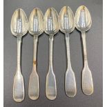 Five silver teaspoons London 1832 prob. by Richard Britton 95gms.Condition ReportSlight dents