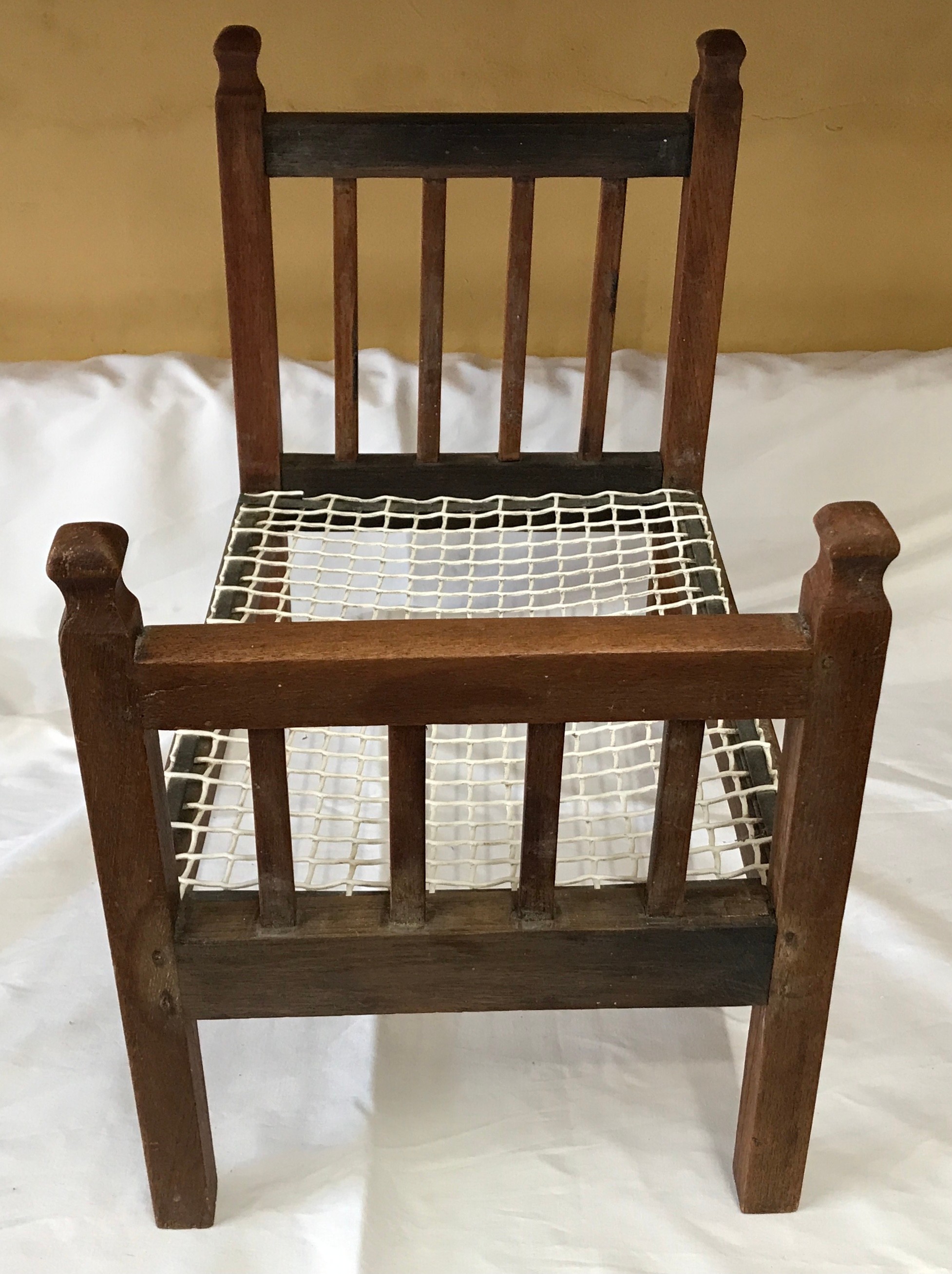 An oak framed dolls bed 50cms L x 32cms w.Condition ReportFairly good condition, no issues. - Image 4 of 4