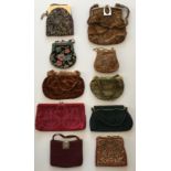 A collection of multi coloured handbags to include 4 x stitched embroidered bags, all floral design,